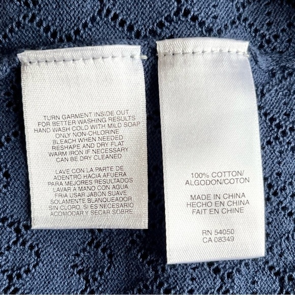 Jones New York Blue Open Front Pointelle Cardigan Size M - Picture 9 of 10